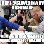 microchip dystopia | WHEN YOU ARE ENSLAVED IN A DYSTOPIAN 
          NIGHTMARE; TAKE A MOMENT TO REMEMBER TONY DANNA & THREE SQUARE MARKET FOR MAKING IT POSSIBLE | image tagged in microchip dystopia | made w/ Imgflip meme maker