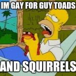 not not licking toads | IM GAY FOR GUY TOADS; AND SQUIRRELS | image tagged in not not licking toads | made w/ Imgflip meme maker
