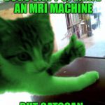 thumbs up RayCat | DOGS CAN'T OPERATE AN MRI MACHINE; BUT CATSCAN | image tagged in thumbs up raycat,memes | made w/ Imgflip meme maker