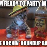 partycat | I AM READY TO PARTY WITH; THE ROCKIN' ROUNDUP BAND | image tagged in partycat | made w/ Imgflip meme maker