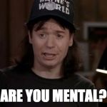 Are you Mental? | ARE YOU MENTAL? | image tagged in wayne's world discovery | made w/ Imgflip meme maker