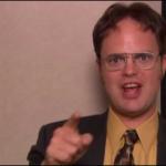 Dwight Schrute pointing meme