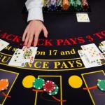 dealing blackjack table cards