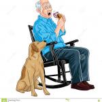 Old man denchers dog snack burger