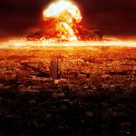 massive nuclear explosion destroying city. meme