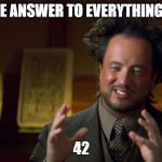 ancient aliens clowns | THE ANSWER TO EVERYTHING IS; 42 | image tagged in ancient aliens clowns | made w/ Imgflip meme maker