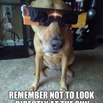 Eclipse Dog | HEY HUMANS... REMEMBER NOT TO LOOK DIRECTLY AT THE SUN DURING THE SOLAR ECLIPSE | image tagged in eclipse dog | made w/ Imgflip meme maker
