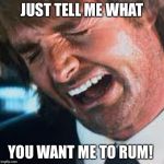 Macgruber  | JUST TELL ME WHAT; YOU WANT ME TO RUM! | image tagged in macgruber | made w/ Imgflip meme maker
