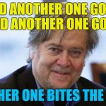 It's fast becoming the White House anthem... :) | AND ANOTHER ONE GONE, AND ANOTHER ONE GONE; ANOTHER ONE BITES THE DUST | image tagged in steve bannon,memes,politics,trump,white house | made w/ Imgflip meme maker