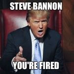 your fired | STEVE BANNON; YOU'RE FIRED | image tagged in your fired | made w/ Imgflip meme maker