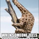 giraffe climbing a tree | WHEN SOMEONE TELLS YOU THEY KNOW THEIR LANE...OH IS THAT IT😑 | image tagged in giraffe climbing a tree | made w/ Imgflip meme maker