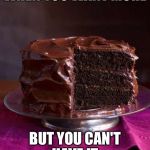 Chocolate Cake <3 | WHEN YOU WANT MORE; BUT YOU CAN'T HAVE IT | image tagged in chocolate cake 3 | made w/ Imgflip meme maker