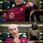 Conspiracy Picard | CONSPIRACY PEOPLE CLAIM THE GOVERNMENT HAS A FILE ON EVERY SINGLE PERSON LIVING! I WANT MY OWN ROOM DEVOTED TO MY CRAZY SHIT SO STICK THIS IN YOUR FILE! | image tagged in captain picard,conspiracy,trump,conspiracy theory | made w/ Imgflip meme maker