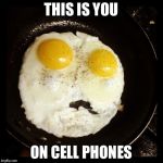 Eggs | THIS IS YOU; ON CELL PHONES | image tagged in eggs | made w/ Imgflip meme maker
