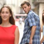 Man looking at other woman meme