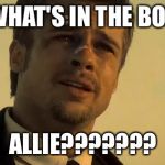 What's In the Box | WHAT'S IN THE BOX; ALLIE??????? | image tagged in what's in the box | made w/ Imgflip meme maker