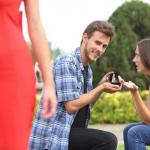 Guy checks out girl proposal