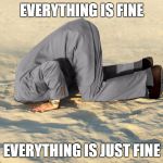 head in sand | EVERYTHING IS FINE; EVERYTHING IS JUST FINE | image tagged in head in sand | made w/ Imgflip meme maker