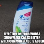 head and shoulders | EFFECTIVE ON YOUR WORSE SNOWFLAKE CASES BETTER WHEN COMMON SENSE IS ADDED | image tagged in head and shoulders | made w/ Imgflip meme maker