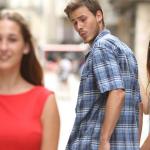 man looking at other women