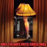 leg lamp | ONLY 116 DAYS UNTIL CHRISTMAS | image tagged in leg lamp | made w/ Imgflip meme maker