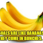 bananas  | GOALS ARE LIKE BANANAS, THEY COME IN BUNCHES. | image tagged in bananas | made w/ Imgflip meme maker