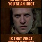 Buffalo Bill, Are you serious?,,, | SO BASICALLY YOU'RE AN IDIOT; IS THAT WHAT    YOU'RE SAYING?,,, | image tagged in buffalo bill are you serious?   | made w/ Imgflip meme maker