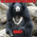 Pimp Sloth | MY RATCHETS BETTER HAVE MY; HONEY | image tagged in pimp sloth | made w/ Imgflip meme maker