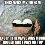 TCS - Wave Heart | THIS WAS MY DREAM; EXCEPT THE WAVE WAS MUCH BIGGER AND I WAS ON TOP | image tagged in tcs - wave heart | made w/ Imgflip meme maker