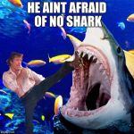 Norris vs Shark | HE AINT AFRAID OF NO SHARK | image tagged in norris vs shark,chuck norris,shark | made w/ Imgflip meme maker