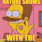 Creationists keeping their blood pressure low by | WATCHING NATURE SHOWS; WITH THE SOUND OFF | image tagged in ned flanders,creationism,memes | made w/ Imgflip meme maker