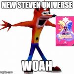 WOAH | NEW STEVEN UNIVERSE; WOAH | image tagged in woah | made w/ Imgflip meme maker