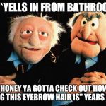 Old Man | I'M *YELLS IN FROM BATHROOM*; "HONEY YA GOTTA CHECK OUT HOW LONG THIS EYEBROW HAIR IS" YEARS OLD. | image tagged in old man | made w/ Imgflip meme maker