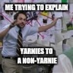 Me trying to explain meme | ME TRYING TO EXPLAIN; YARNIES TO A NON-YARNIE | image tagged in me trying to explain meme | made w/ Imgflip meme maker