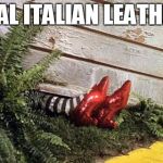Hillary house oz witch | REAL ITALIAN LEATHER | image tagged in hillary house oz witch | made w/ Imgflip meme maker