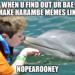 Nopearooney | WHEN U FIND OUT UR BAE MAKE HARAMBE MEMES LIKE; NOPEAROONEY | image tagged in nopearooney | made w/ Imgflip meme maker