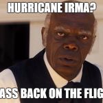 Samuel Jackson | HURRICANE IRMA? GET YO ASS BACK ON THE FLIGHT LINE | image tagged in samuel jackson | made w/ Imgflip meme maker