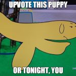Tonight, You | UPVOTE THIS PUPPY; OR TONIGHT, YOU | image tagged in hand banana,athf,puppy,puppy week | made w/ Imgflip meme maker