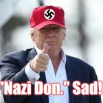 nazi trump | "Nazi Don." Sad! | image tagged in nazi trump | made w/ Imgflip meme maker