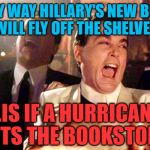 What Happened? | ONLY WAY HILLARY'S NEW BOOK WILL FLY OFF THE SHELVES; ...IS IF A HURRICANE HITS THE BOOKSTORE. | image tagged in good fellas hilarious,politics,political meme,political,memes,hillary clinton | made w/ Imgflip meme maker