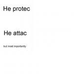 He protec he attac but most importantly meme