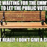 You've Been Benched | ME WAITING FOR THE EMMYS TO LET THE PUBLIC VOTE; NOT REALLY. I DON'T GIVE A CRAP. | image tagged in you've been benched | made w/ Imgflip meme maker