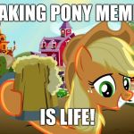 At least to me! | MAKING PONY MEMES; IS LIFE! | image tagged in applejack and her cider,memes,life,ponies | made w/ Imgflip meme maker