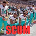 Miami Dolphins Kneeling | SCUM | image tagged in miami dolphins kneeling | made w/ Imgflip meme maker