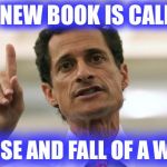 Weiner, Weiner...chicken dinner? | MY NEW BOOK IS CALLED; THE RISE AND FALL OF A WEINER | image tagged in anthony weiner | made w/ Imgflip meme maker
