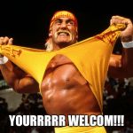 Hulk Hogan  | YOURRRRR WELCOM!!! | image tagged in hulk hogan | made w/ Imgflip meme maker