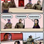 Boardroom Meeting Suggestion Soviet Union And Cedric (4) | WE NEED SOME ARMY IN RED ALERT 3 TO PROTECT SOVIET UNION; CONSCRIPT SQUAD; APOCALYPSE TANKS; I KISSED NATASHA | image tagged in boardroom meeting suggestion soviet union and cedric,memes | made w/ Imgflip meme maker