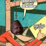 Plastic Man Powder Meme | HMMM, I BETTER CONTACT THE HIERARCHY; POWDER THAT MAKES YOU WANT TO CONTACT THE HIERARCHY | image tagged in plastic man powder meme,overlooker meme | made w/ Imgflip meme maker