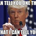Trump - That I Can Tell You | I CAN TELL YOU ONE THING; THAT I CAN TELL YOU | image tagged in trump - that i can tell you | made w/ Imgflip meme maker