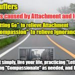 True Freedom | All Life Suffers; Suffering is caused by Attachment and Ignorance; Practice "Letting Go"  to relieve Attachment; Practice "Compassion"  to relieve Ignorance; Just simply, live your life, practicing "Letting Go" and being "Compassionate" as needed, and Be Truly Free | image tagged in fake reality,detach,let go,compassion | made w/ Imgflip meme maker